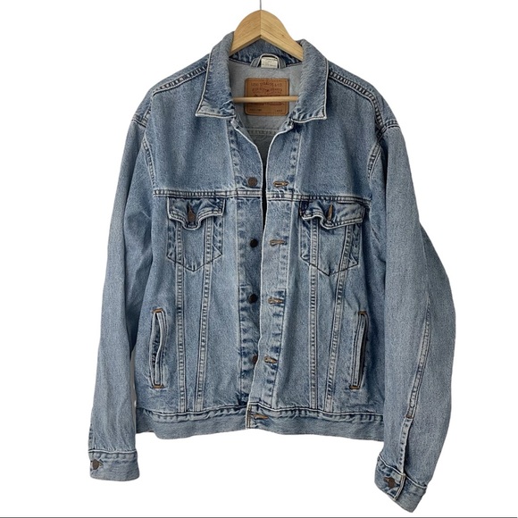 Vintage Levi’s Denim Jacket Harley Davidson Patch Size Large Trucker Streetwear - Picture 2 of 12